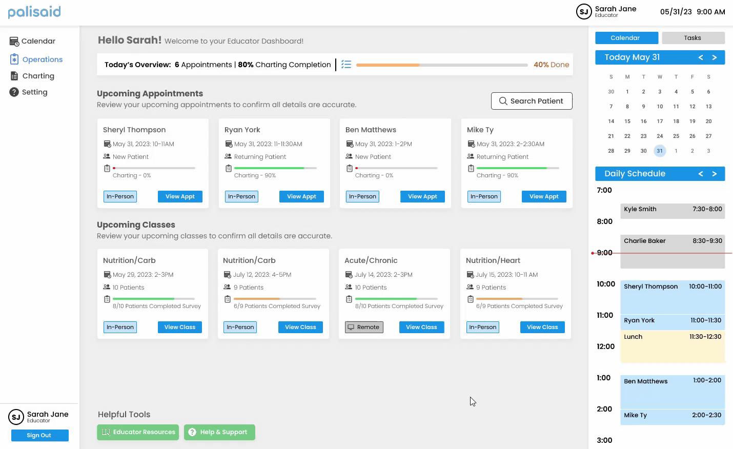 Class management dashboard