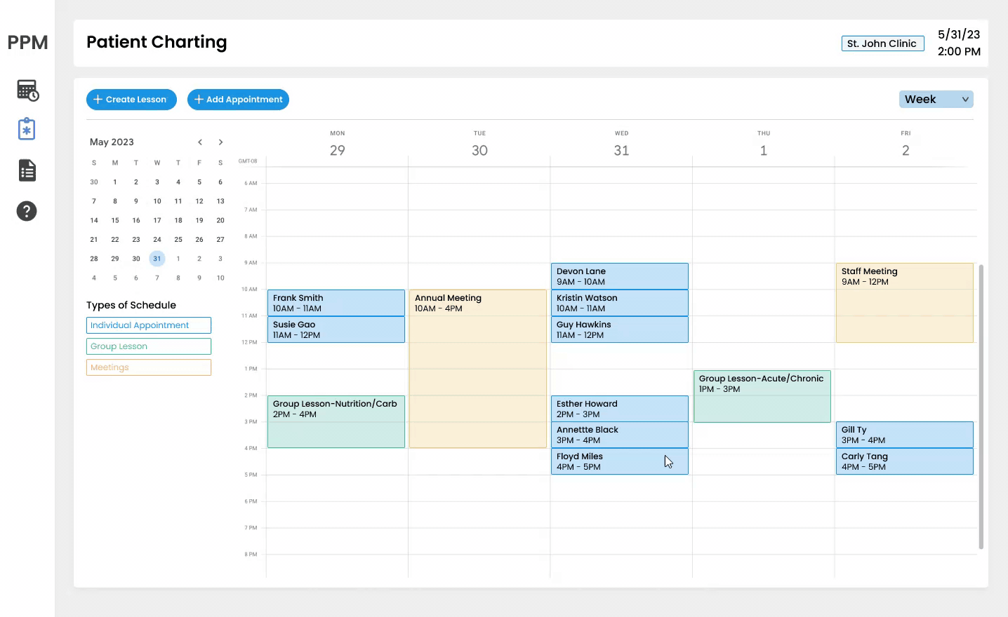 Calendar and prep notes